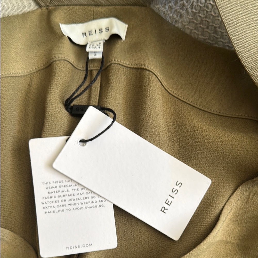 Reiss Green Asymmetrical Short Sleeve Blouse - Picture 3 of 4